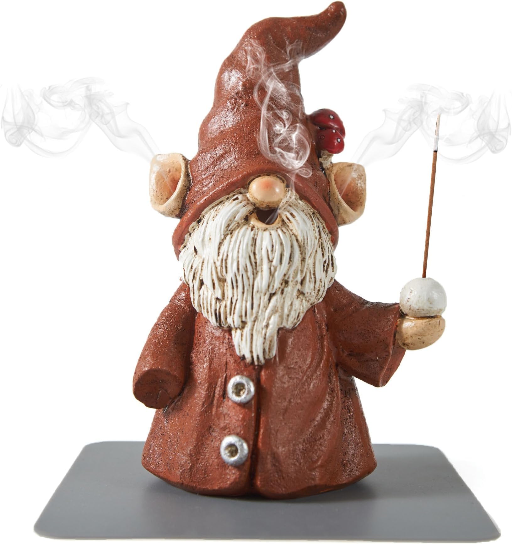 Cacukap Incense Holder for Sticks, Cute Gnome Statue Incense Cone Burner Ornaments, Adorable Gnome Home Decoration, Unique Gnome Stocking Stuffers for Women Men