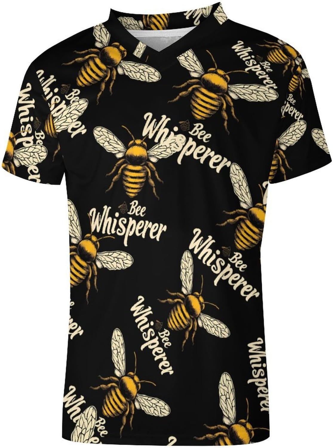 Bee Whisperer Men's Running Shirts V Neck Short Sleeve T Shirt Football Jersey Sport Tops 6X-Large