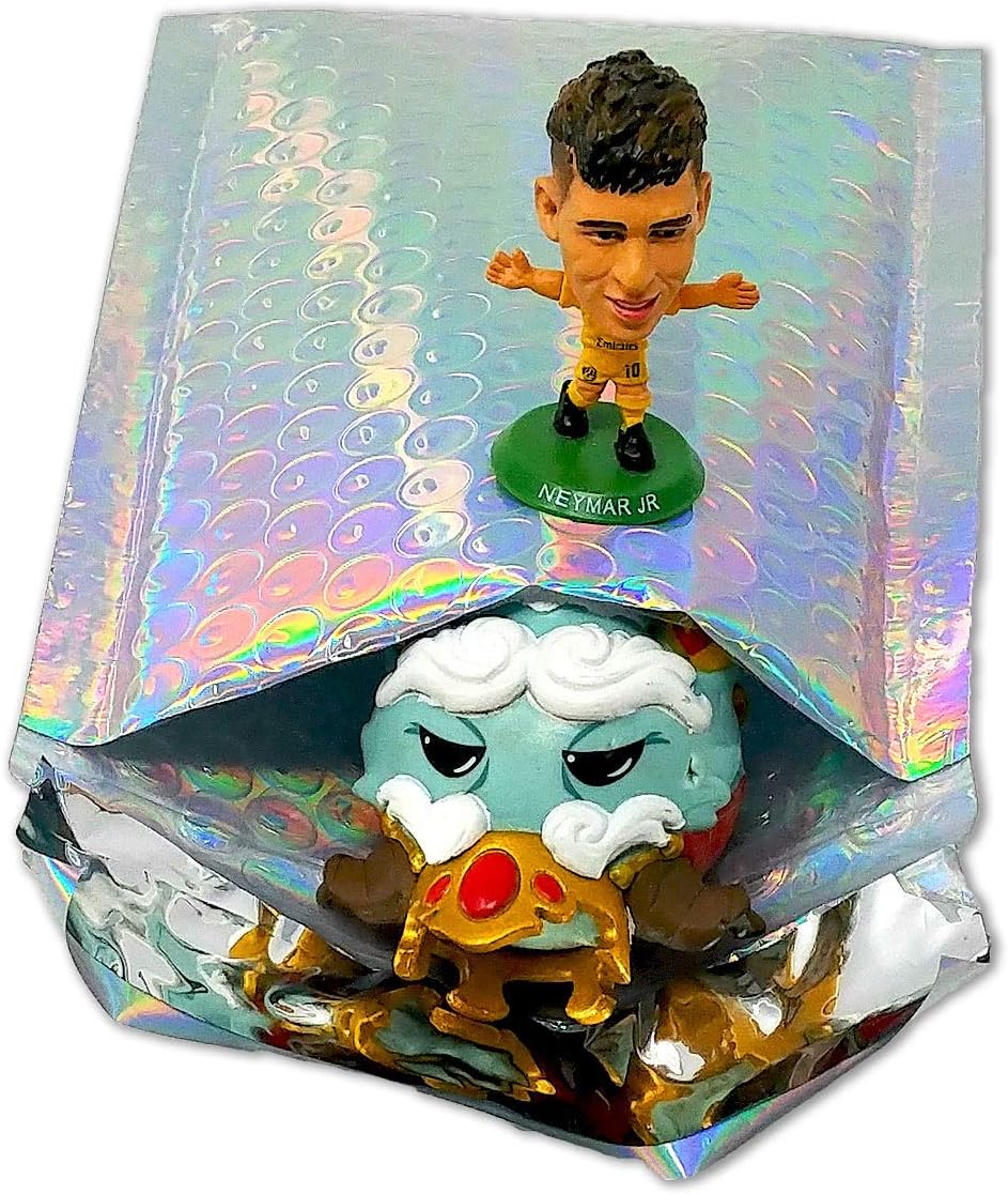 4X8 Holographic Bubble Mailers, Reflective Water Resistant Metallic Padded Shipping Mailing Envelope Bags W/Kissy Stickers (80)