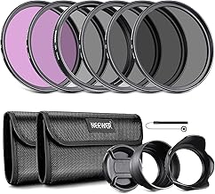 Neewer 72 mm ND-Objektivfilter-Set: UV, CPL (Zirkular-Polarisierung), FLD, ND2, ND4, ND8, Gegenlichtblende und Objektivdeckel, kompatibel mit Canon, Nikon, Sony, Panasonic, DSLR-Kameras