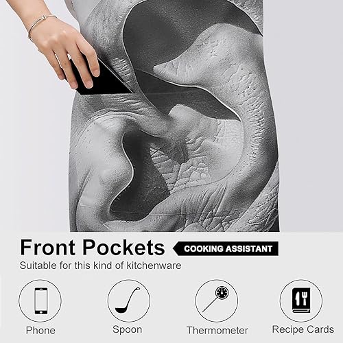 Miniatura 5 de MUSM Delantal para adultos  27.6 x 31.5 pulgadas, delantales de poliéster resistentes con dos bolsillos grandes, delantal de cocina impermeable para