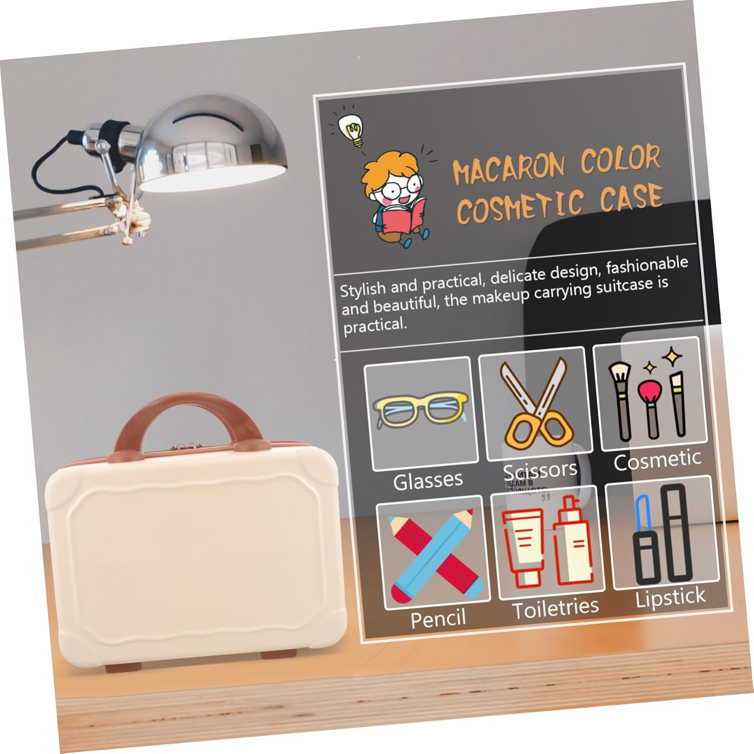 Makeup Carrying Case Small Portable Makeup Organizer Stylish Design for Travel and Storage of Cosmetics Jewelry and Stationery Multi-functional Suitcase