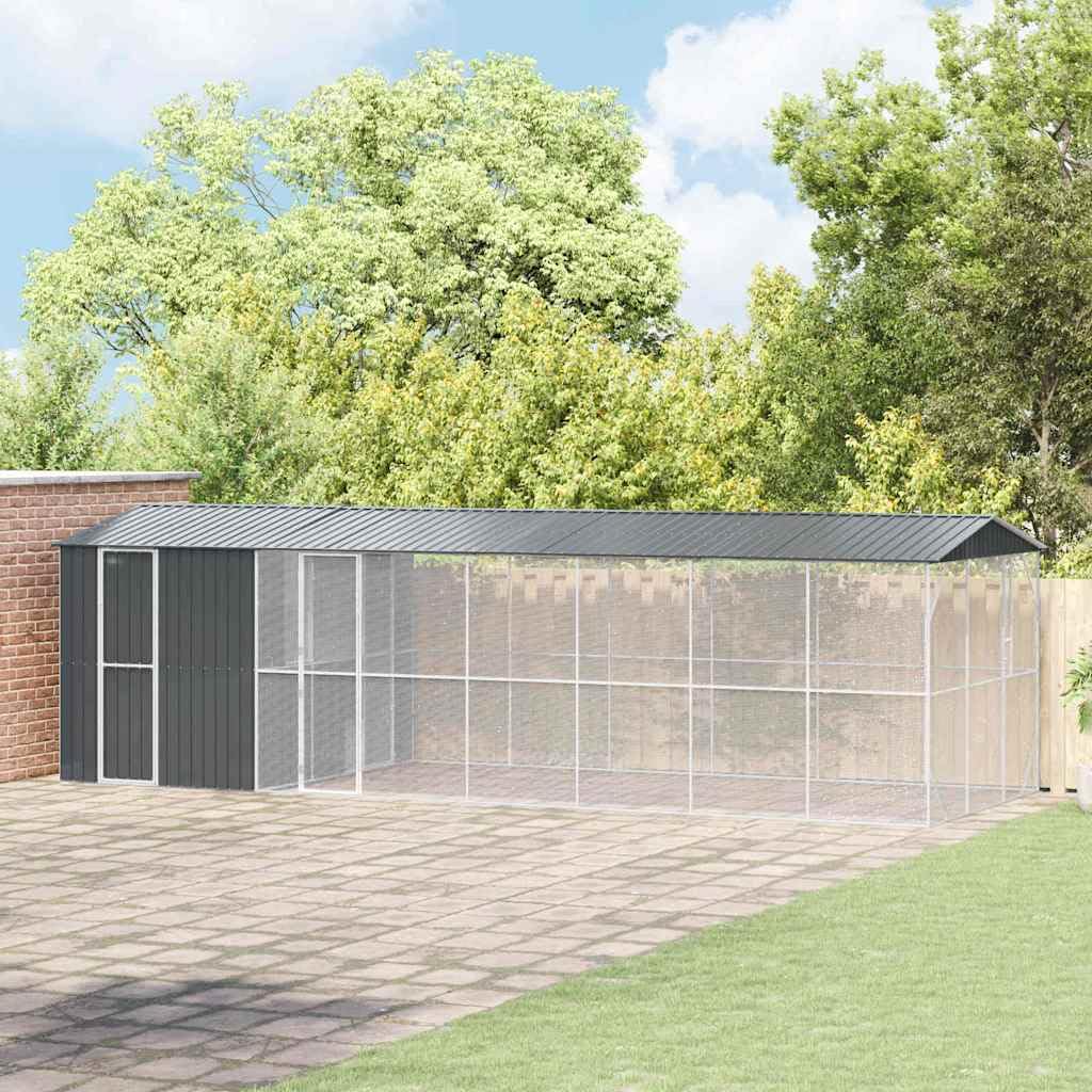 INLIFE Vogelkäfig Anthrazit 860 x 310 x 247 cm Verzinkter Stahl,Tier- & Haustierbedarf,Haustierbedarf,Vogelbedarf,Vogelkäfige & -ständer,Anthrazit,261.7 KG,3325164
