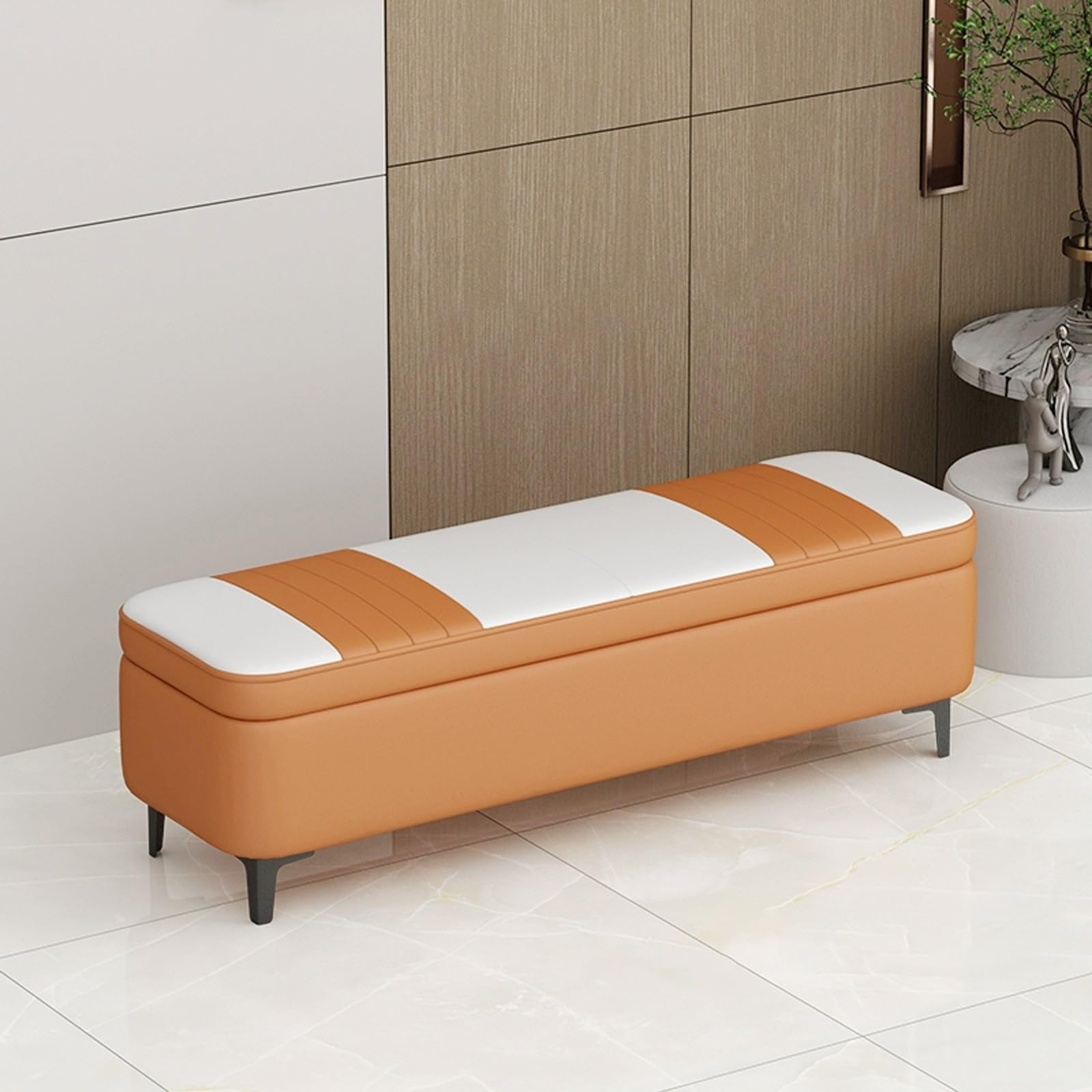 Banc à chaussures moderne petit espace et meuble ottoman élégant pour entrée de salon