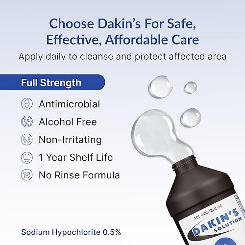 Miniatura 23 de Dakin's Solution-Quarter Strength 304360672168, hipoclorito de sodio al 0.125 %, terapia para heridas agudas y crónicas de Century Pharmaceuticals