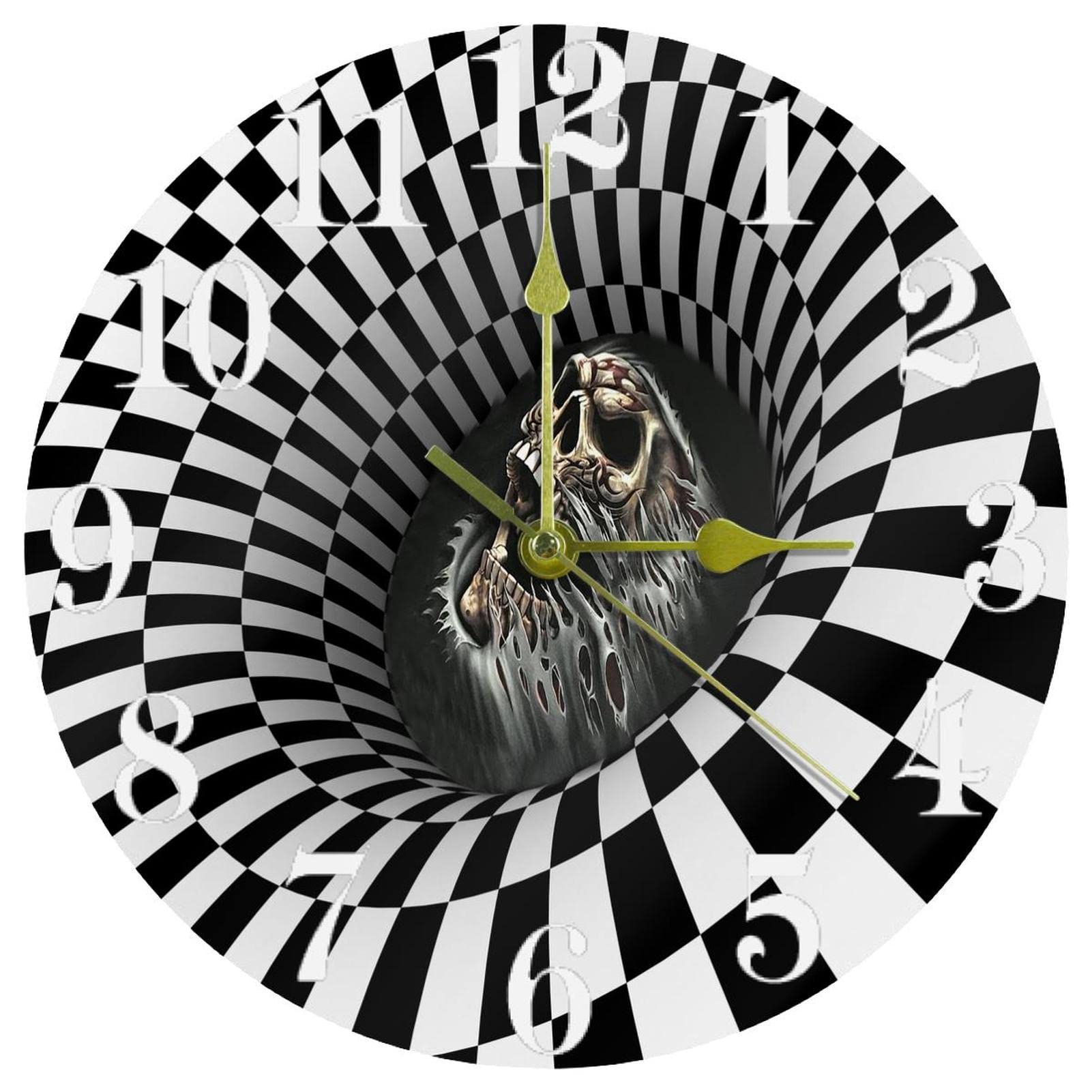 Horloge murale 3D vortex tête de mort 25,4 cm au design artistique épuré