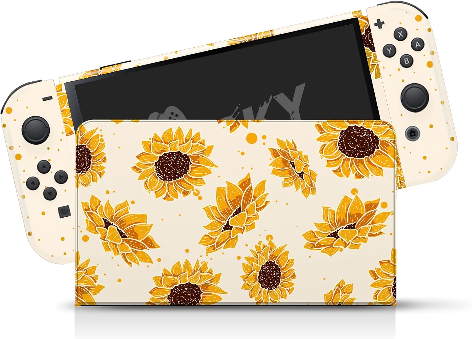 Tacky Design Sunflower Skin Compatible with Nintendo Switch OLED Skin Wrap Cover, Yellow Color for Switch OLED Stickers, Premium Vinyl 3M Full Wrap Decal (Nintendo Switch OLED (2021))