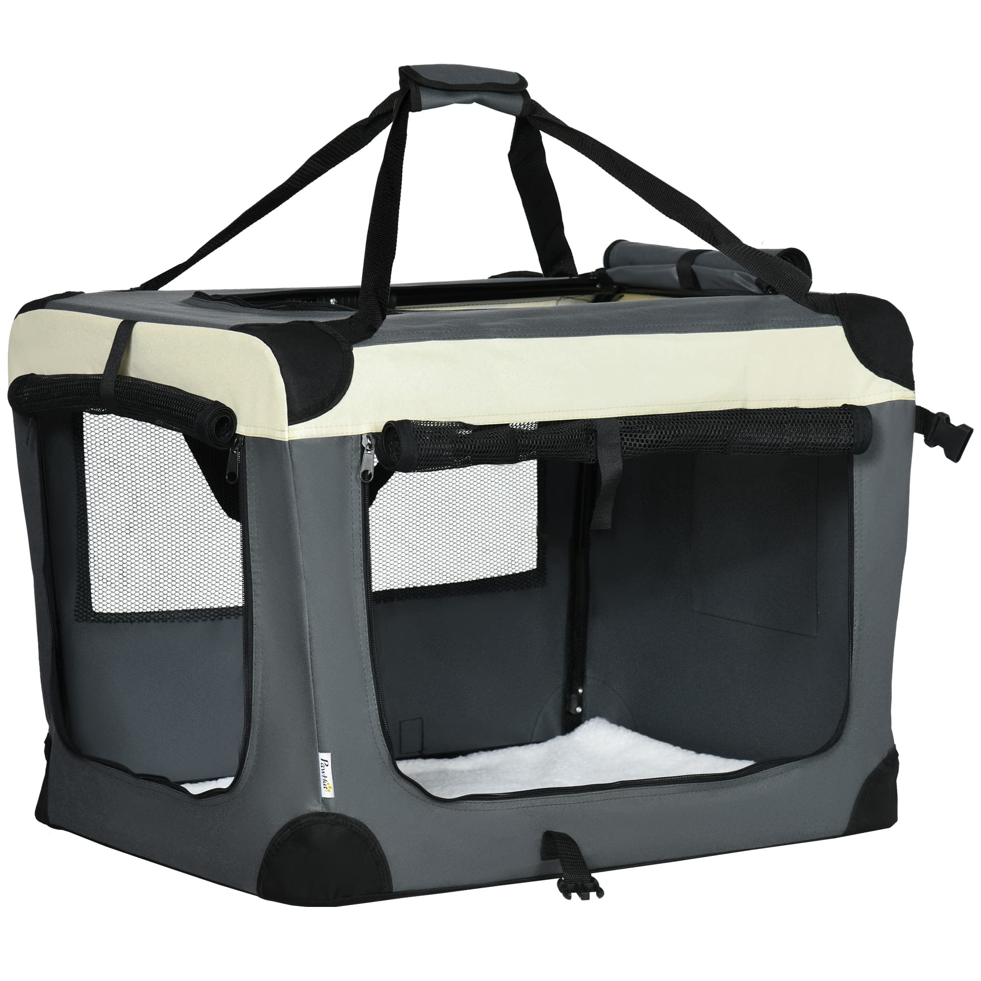 Pawhut Unisex Grey Foldable Pet Carrier Bag Soft Travel Dog Crate For S/M/L Dogs In 45Cm