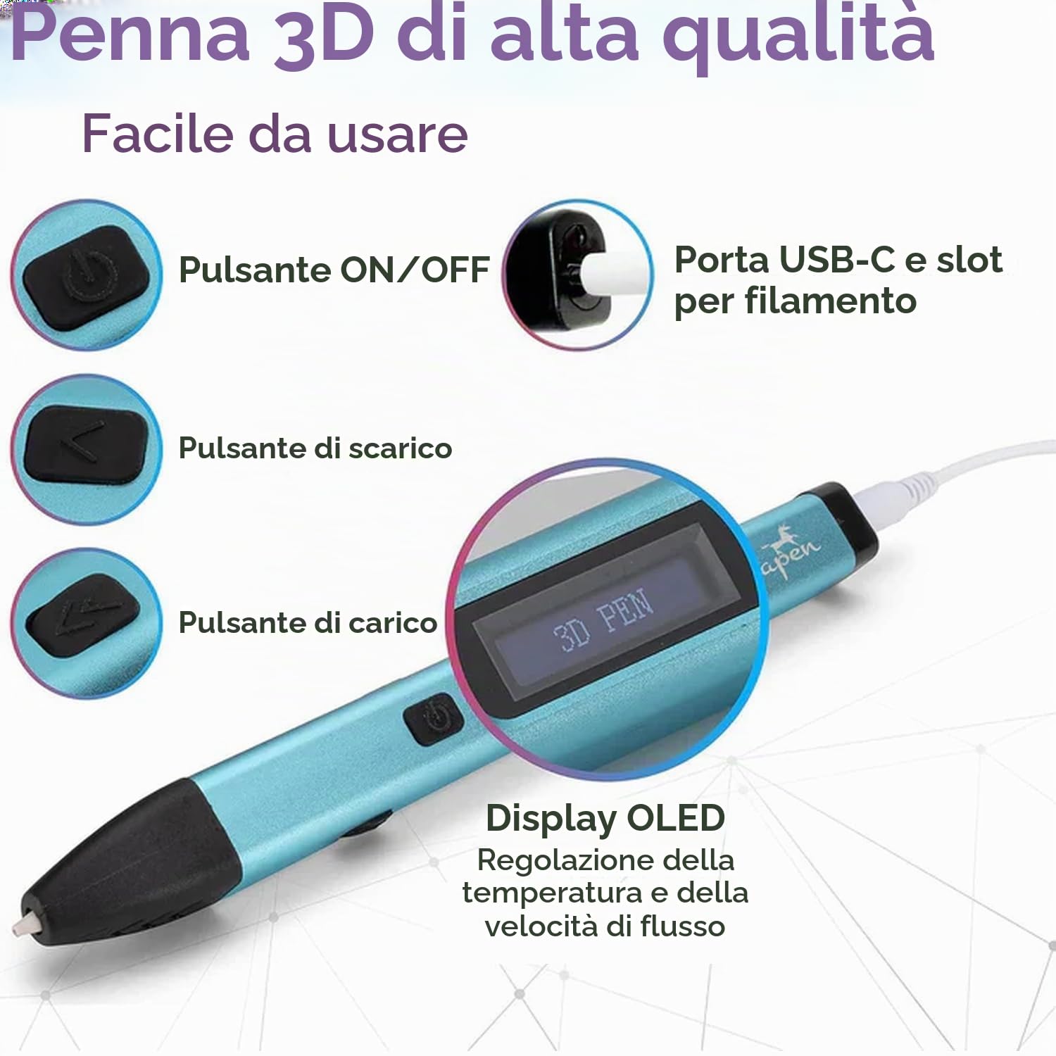 Filapen Penna 3D Premium con 10 filamenti e astuccio, penne 3D per bambini e adulti, con modelli, set di penne 3D per principianti e professionisti, set fai da te, con modelli