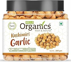 HILLS ORGANICS 100% Fresh & Natural Kashmiri Lehsun 250 gm | Himalayan Single Clove | Golden Lehsun | Snow Mountain Lehsun| Allium Sativum for cleanse the blood, Strong Immunity & Diabetes (Jar Pack)