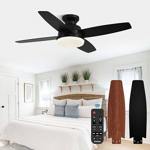 Miniatura 16 de Modernos ventiladores de techo de 42 pulgadas con luces y control remoto, dormitorio, sala de estar, oficina, montaje empotrado, 18 W, 3CCT