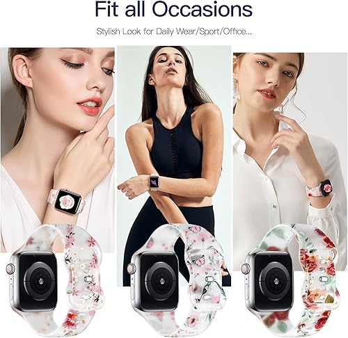 Miniatura 7 de Witzon - Bonitas correas transparentes compatibles con Apple Watch de 38 mm, 40 mm, 41 mm, 42 mm, 44 mm y 45 mm, correa deportiva de silicona suave