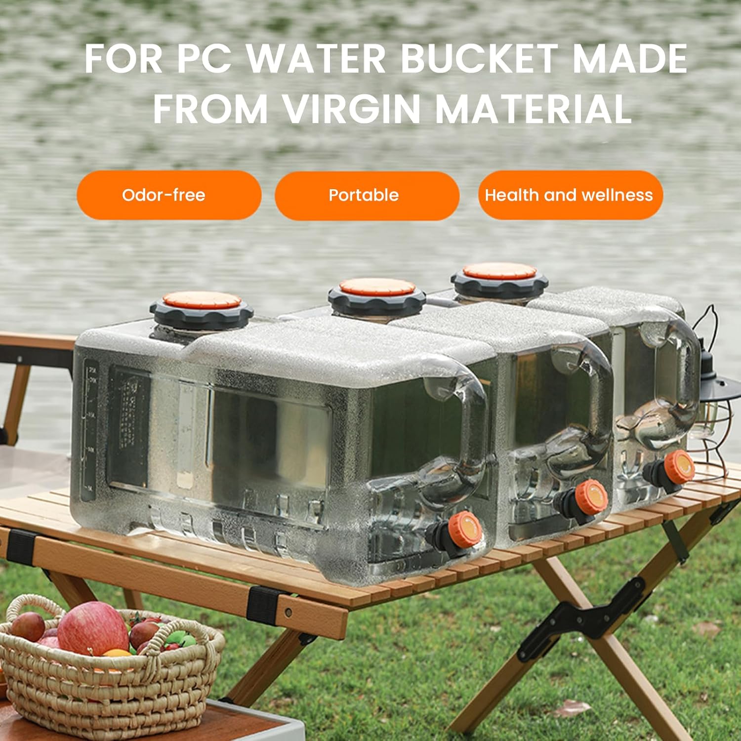 5.5 Gallon Camping Water Container with Spigot, No Leakage Water Jug with Convenient Handle, Portable Camping Bucket for Car, Outdoor Hiking, Picnic, Emergency Storage