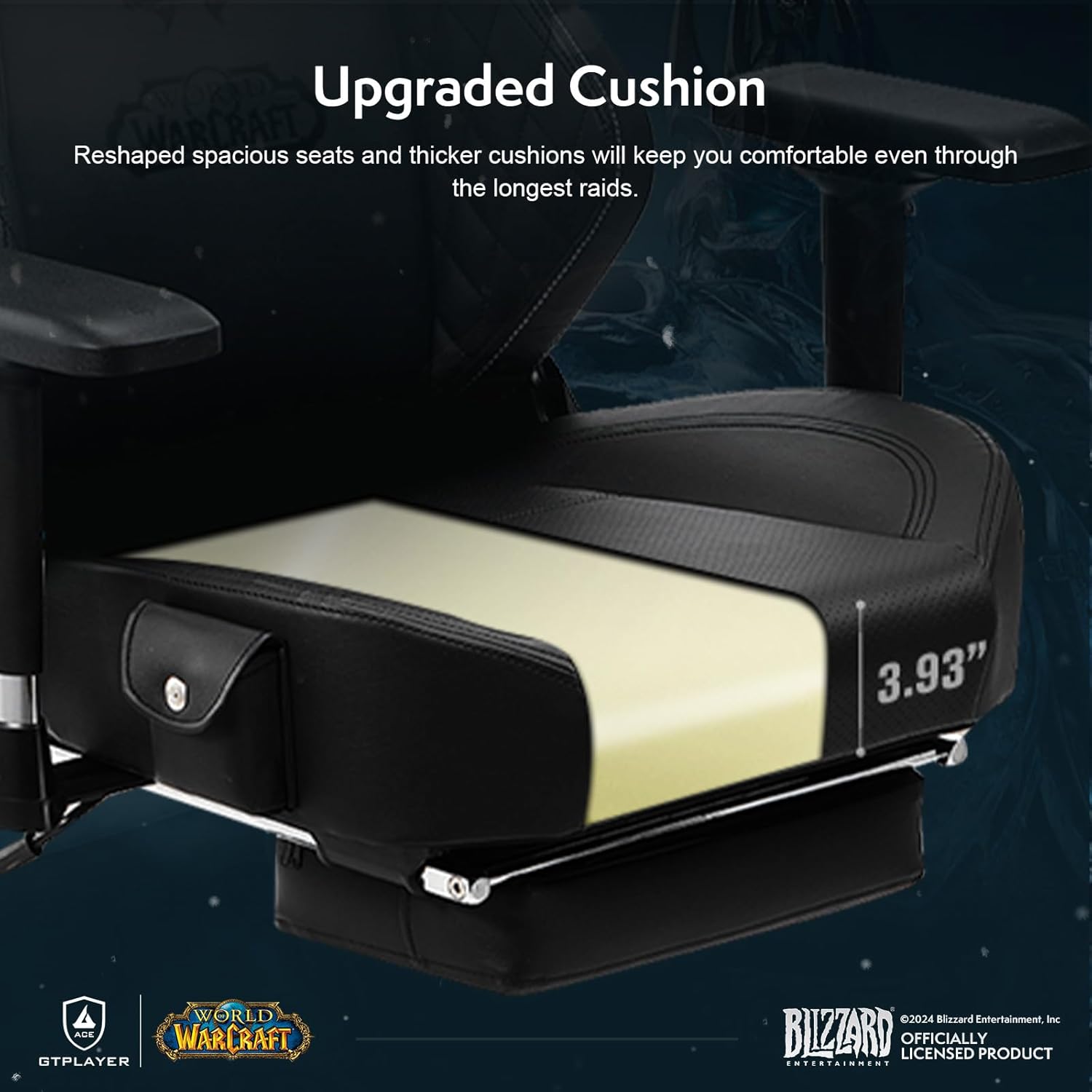 71drXgLLaNL._AC_SL1500_ GTPLAYER World of Warcraft Edition Video Gaming Chair, Ergonomic Computer Chairs with Footrest and Adjustable Armrest, Height Adjustable Desk Chair with Speakers for Office & Gaming, Blue