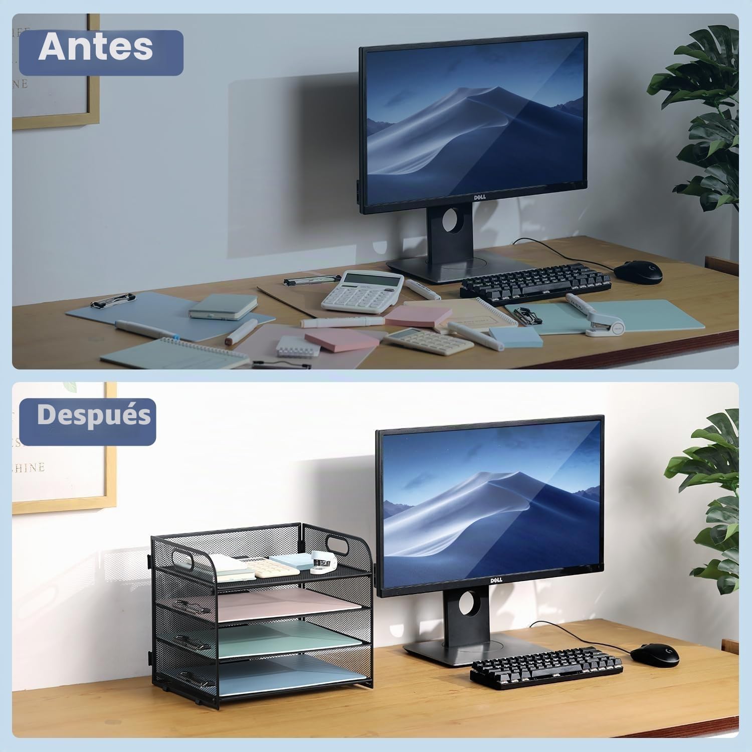 LATERN Bandeja de Malla Metálica 4 Niveles 32CM x 28CM x 24CM Organizador Extraíble para Archivadores