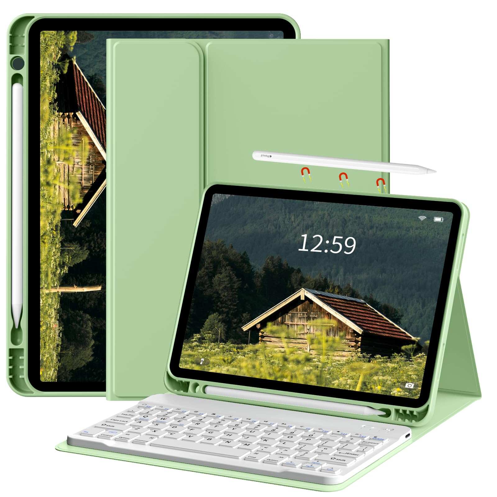 Keyboard Case For IPad Air 11 Inch (M3 2025/M2 2024) With Mouse, Case For  IPad Air 5th/4th Gen With Keyboard Cover With Pencil Holder, New Pink