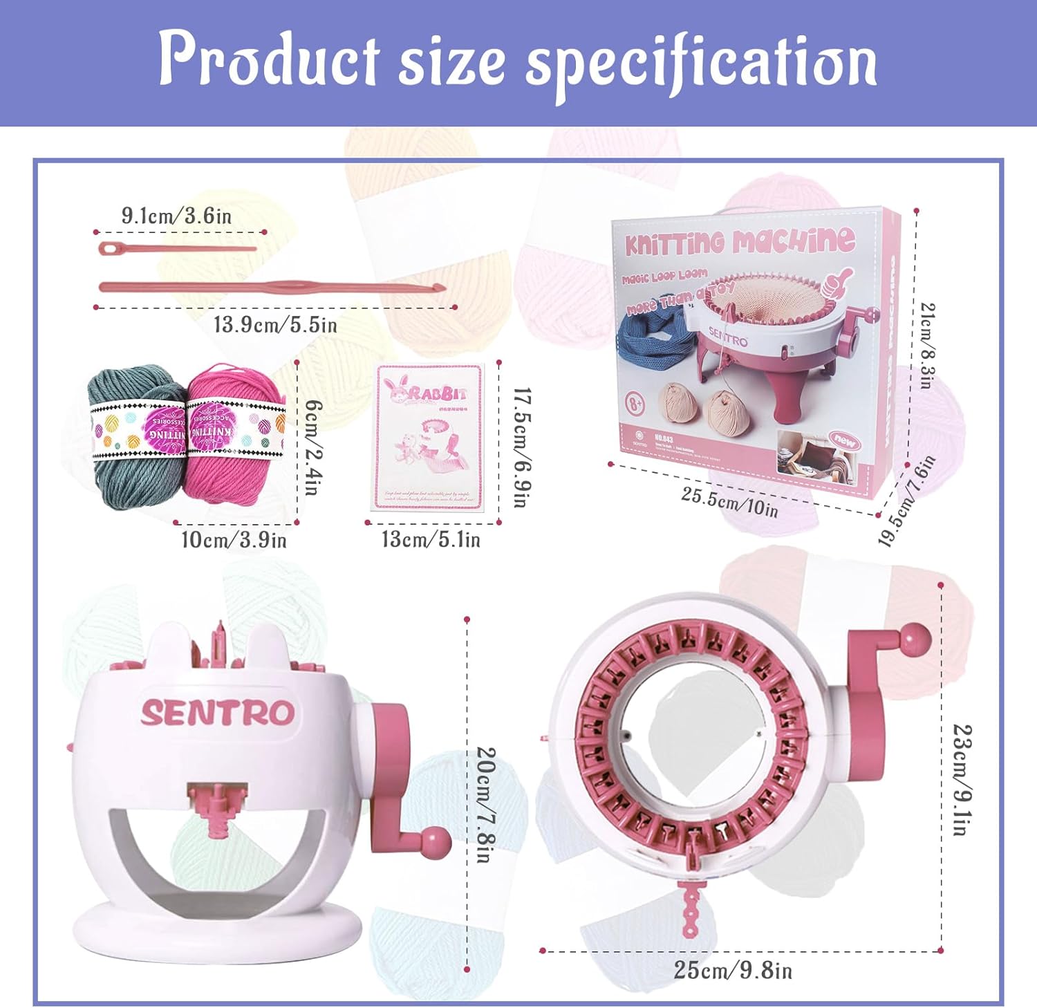 SENTRO Knitting Machine, 22 Needles Knitting Machines for Kids, Crochet Knitting Machine Kit for Sock/Hat/Pumpkin