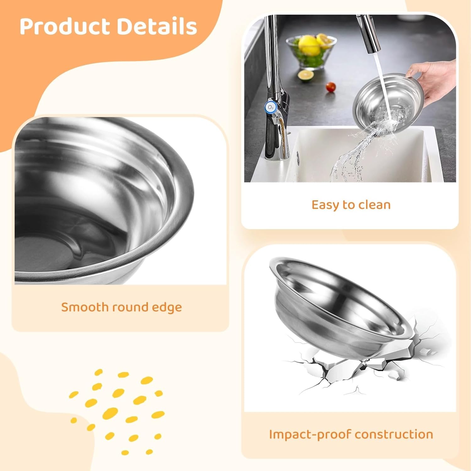 5.9" Stainless Steel Dog Cat Bowls, 15 Pcs Small Metal Water Dishes, Whisker-Friendly Flat Cat Food Plates, Replacement Basic Food Bowls for Elevated Stand