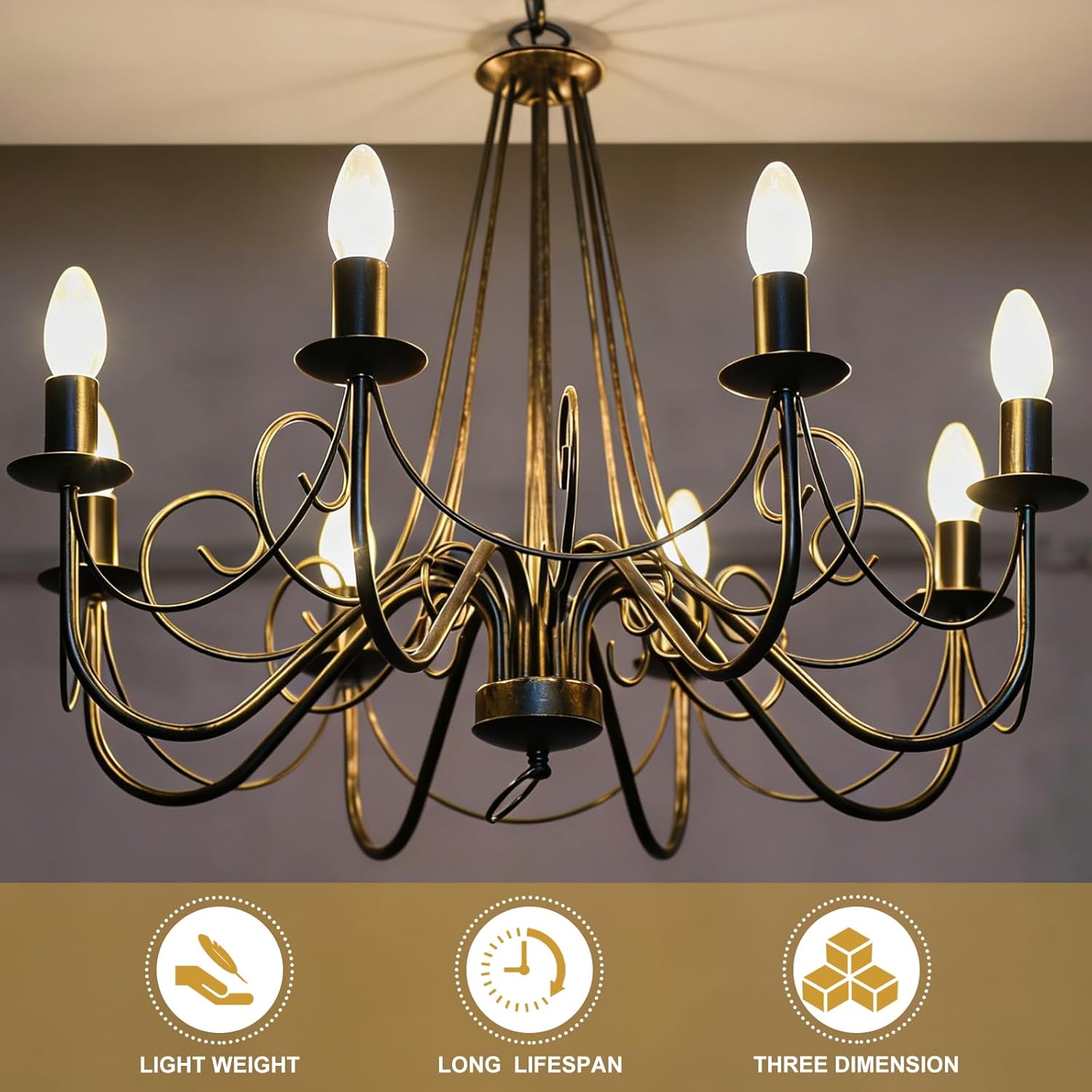 Candle Sleeves for E14 Chandeliers 3.2 Inch 6 Pcs - 24mm I.D. Metal Socket Covers with Dripping Candelabra Base, Light Bulb Accessories for Lamps DIY Lighting Fixture, White