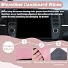 Limpiador de pantallas para auto BFXM, toallitas de microfibra rosa de 4.1''x4.1'' para tablero | Paño de microfibra cuadrado, toallitas para pantallas automotrices, herramienta de limpieza de pantallas para tablero, herramienta interior para auto 5