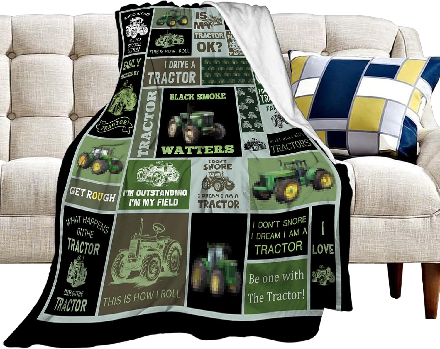 Tractor Blanket Tractor Throw Blanket Soft Cozy Warm Fuzzy Fleece Lightweight Plush Merch Tractors Decor Gifts for Lover Man Woman Boy Girl Couch Bedding Sofa 50"X40" - Image 5