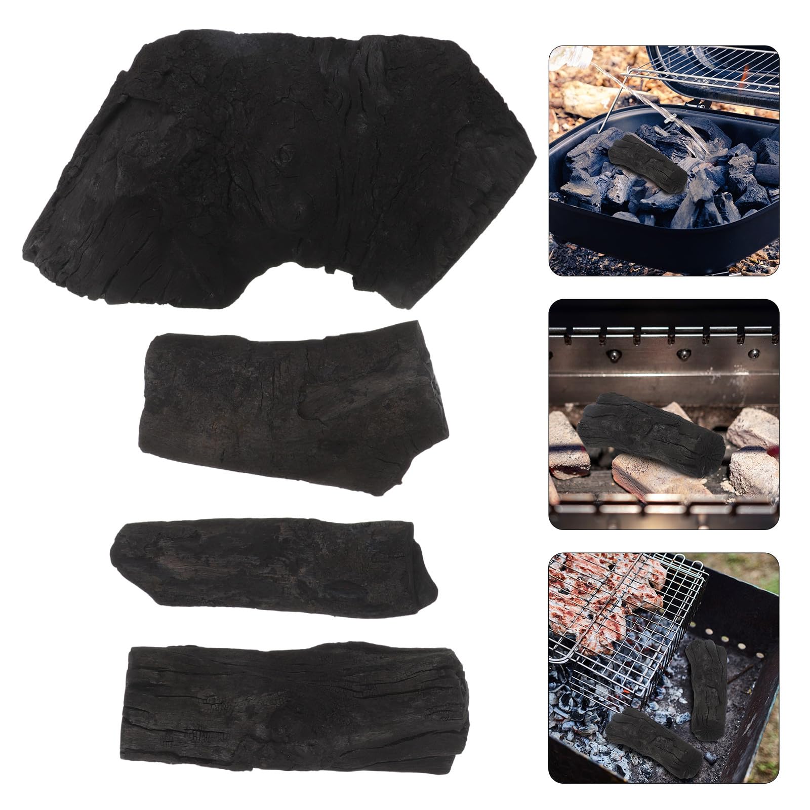 Carbón para Barbacoa de Madera de Fruta Negro, Briquetas de Carbón Natural para Asar Combustión Prolongado, Adecuado para Parrillas y Chimeneas