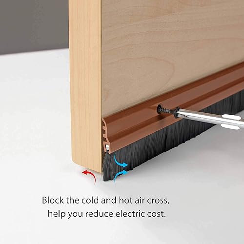 Miniatura 4 de Deco - Sello de puerta para el hogar (1.5 pulgadas de ancho x 36.5 pulgadas de largo) Tira de sellado inferior de puerta con placa de aluminio y