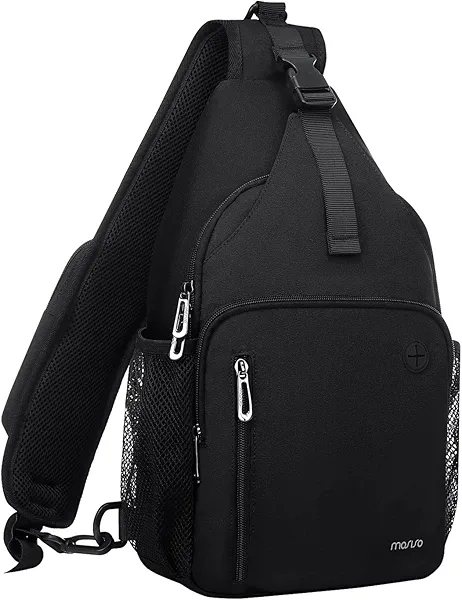 MOSISO Sling Backpack Bag, Crossbody Shoulder Bag Travel Hiking Daypack Chest Bag with Front Square Pocket&USB Charging Port, Black