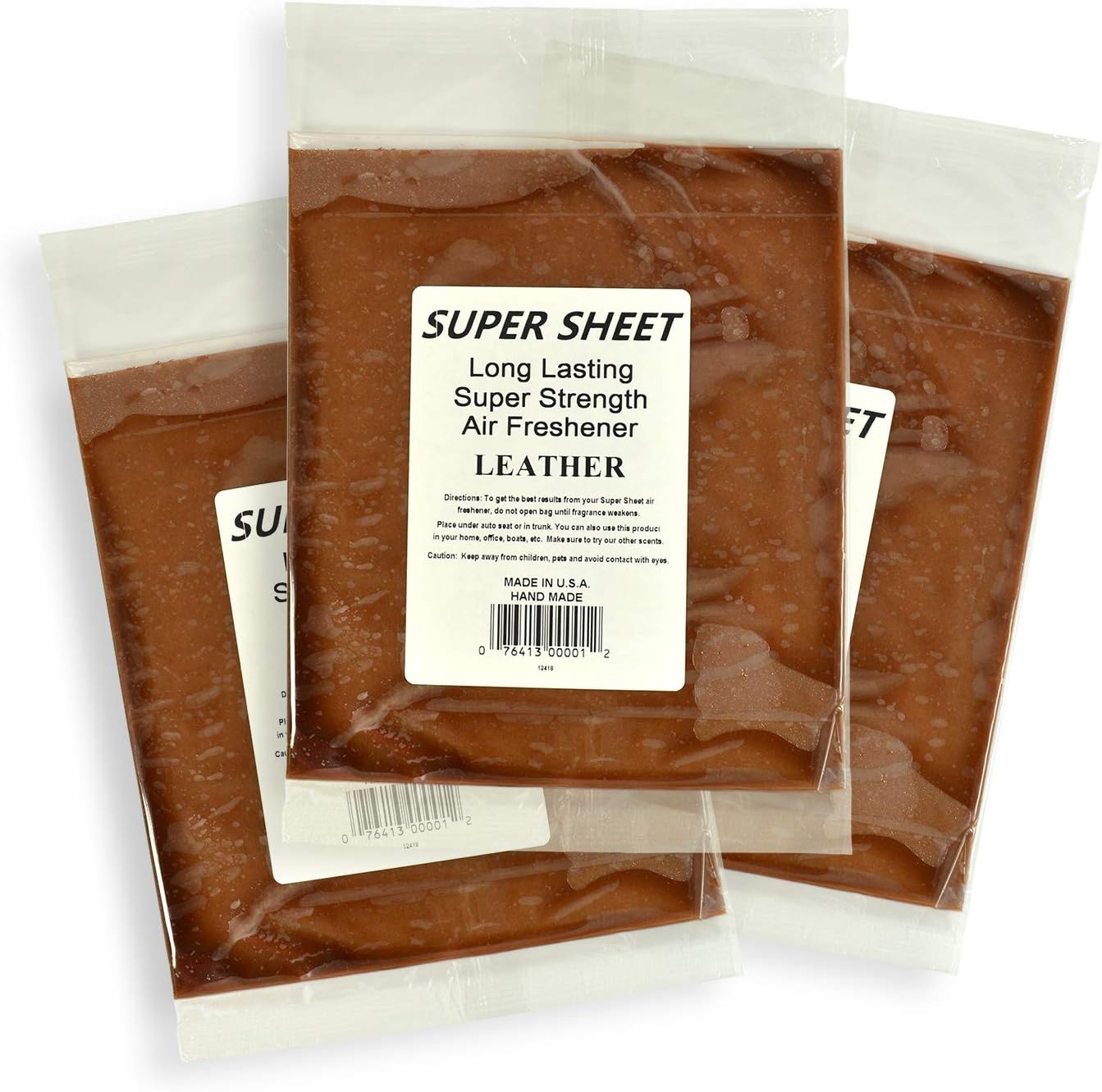 Super Sheet Large (8"x7") Under Seat Car Air Freshener, 3-PACK (Leather)