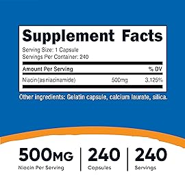 Nutricost Niacinamide (Vitamin B3) 500mg, 240 Capsules (3 Bottles)