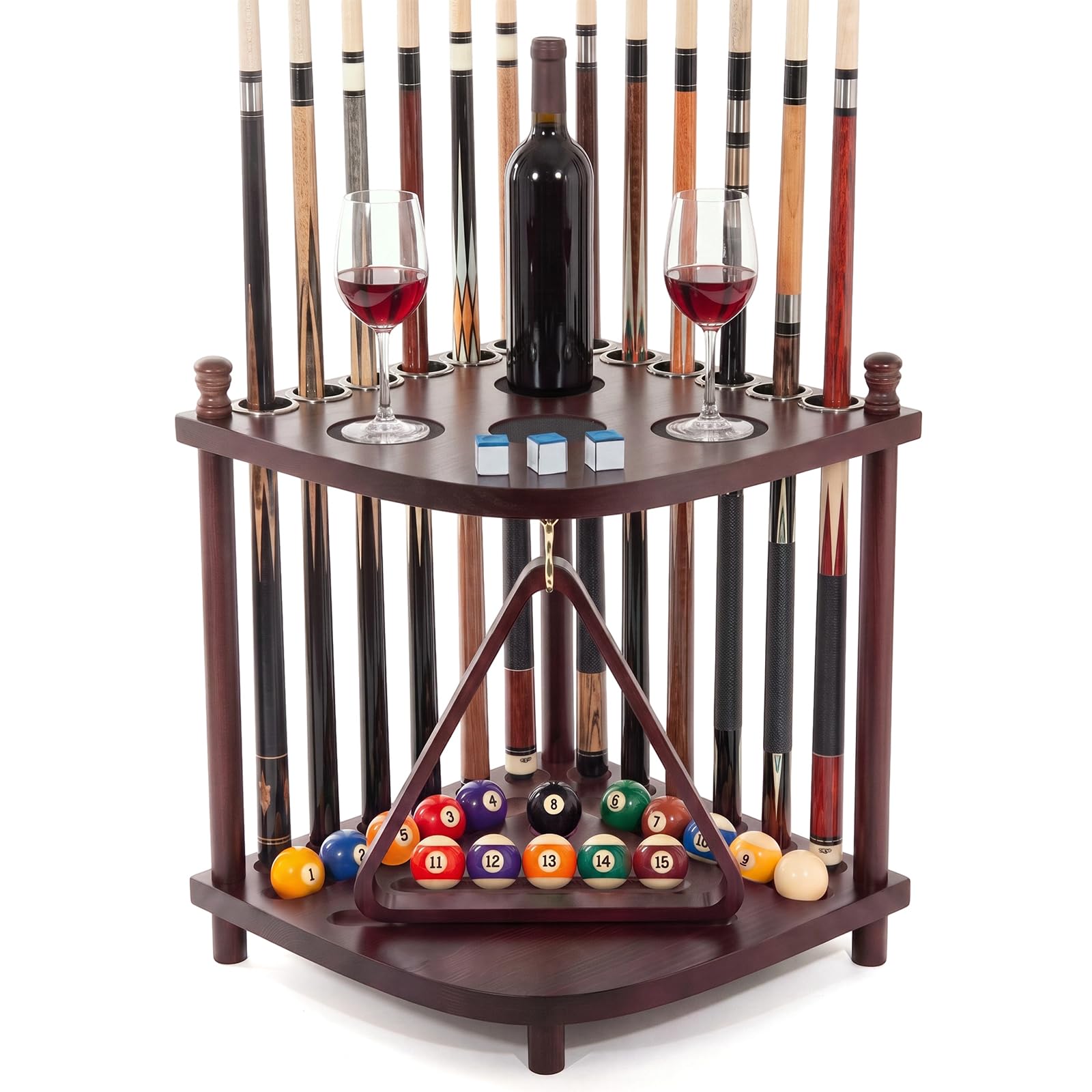 Marsui Pool Cue Holder Rack Hold 12 Sticks &amp; Billiard Table Accessories