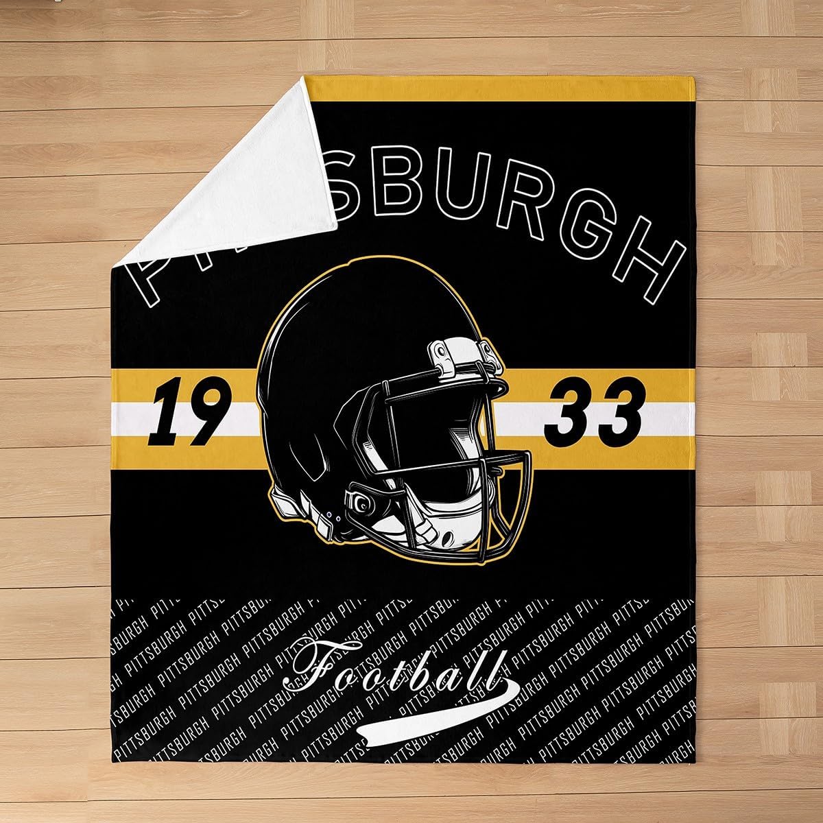 Feelyou Football Fleece Throw Blanket Pittsburgh Flannel Blanket Plush Fuzzy Football City for Bed Couch Chair Living Room Sports Games Throw 50"x60" Bedroom Decor