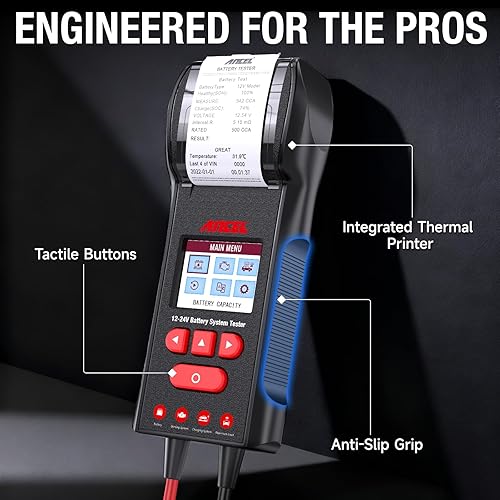 Miniatura 6 de ANCEL BST600 - Probador de batería de coche con impresora - 12V24V, 100-2000 CCA, probador digital de carga de batería automática - Prueba del