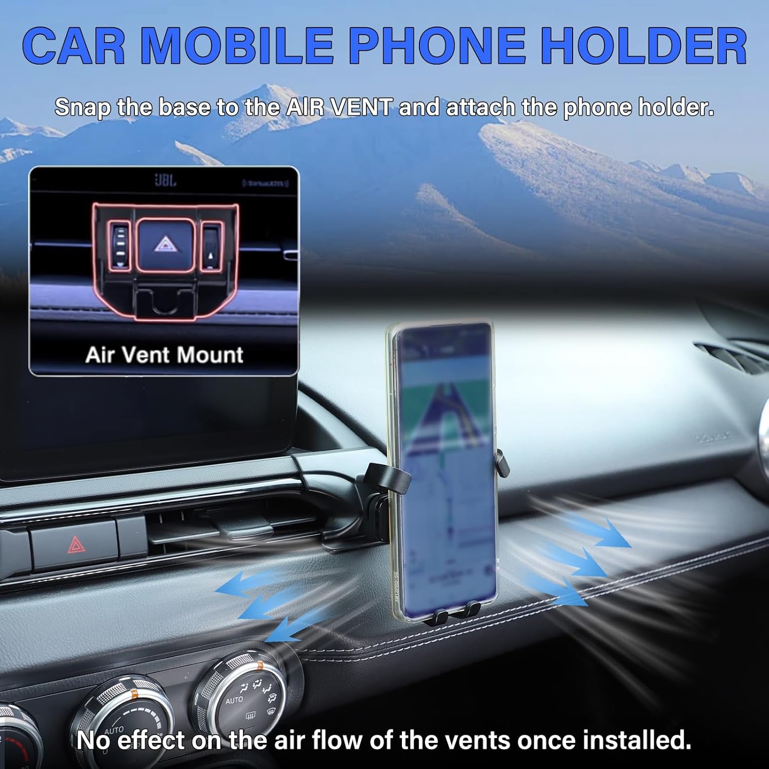 Car Phone Holder Compatible with Mazda MX-5 ND 2016-2024 Center Console Air Vent Phone Mount Adjustable，ABS Black Car Phone Cradle Car Accessories (Style B)