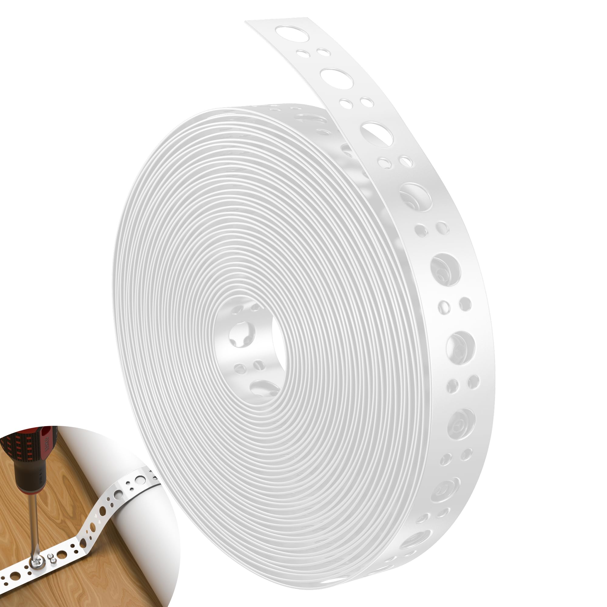 Sangle en acier U0U 2,5 cm x 9,1 m de feuillard galvanisé blanc pour tuyaux