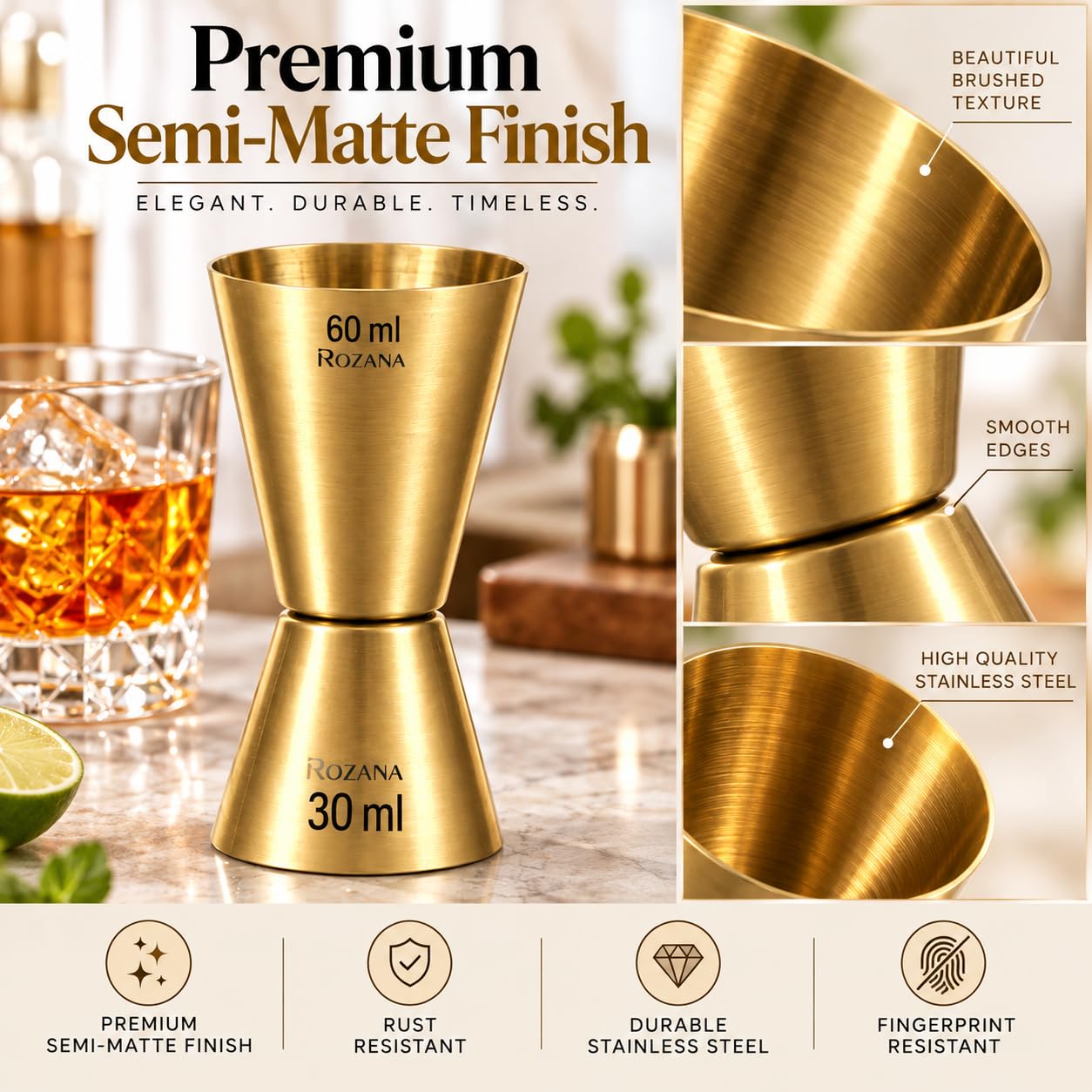 Rozana Peg Measure - Stainless Steel Jigger -4