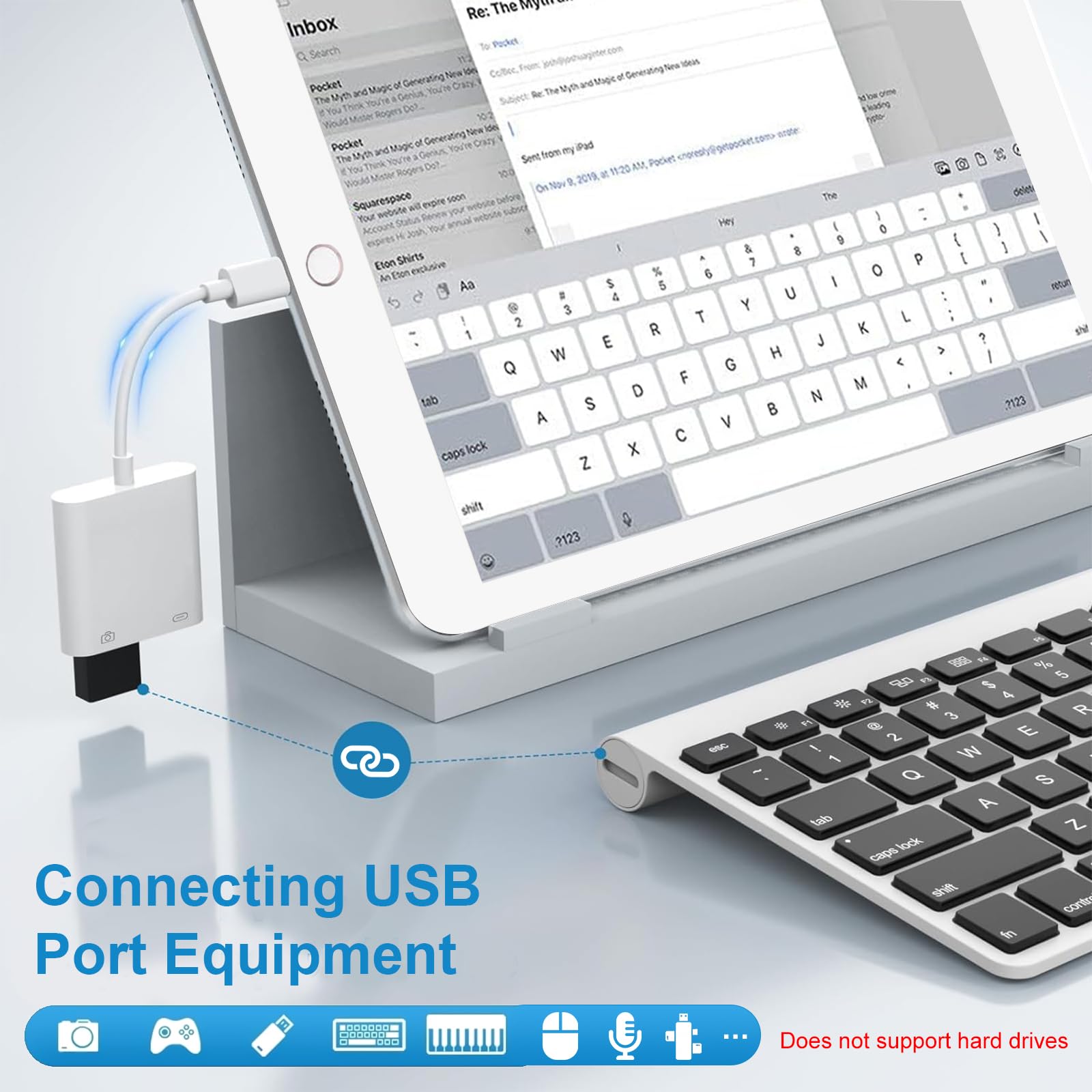 [Certificato Apple MFi] Adattatore Lightning a USB OTG per iPhone 14/13/12/11, Adattatore Fotocamera da Lightning a USB con porta di ricarica, Supporta U Disk, MIDI, lettore di schede, mouse, tastiera