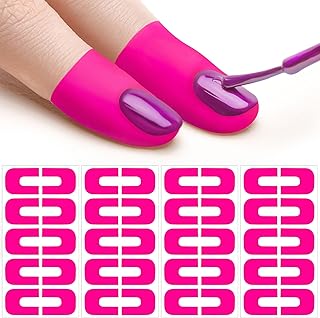 40pcs Nail Polish Protector for Fingers, U Shape Latex Nail Polish Barrier, Peel Off Skin Cuticle Protector, Pink Nail Guard Tape for Nail Stickers, Painting, Manicure (4 Sheets)