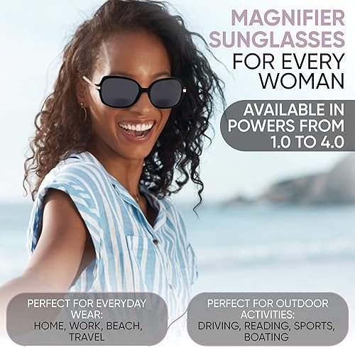 Miniatura 4 de Yogo Vision Gafas de sol bifocales de lectura para mujer, clásicas, cuadradas, UV400, protección solar, lentes de lectura para exteriores +3.5