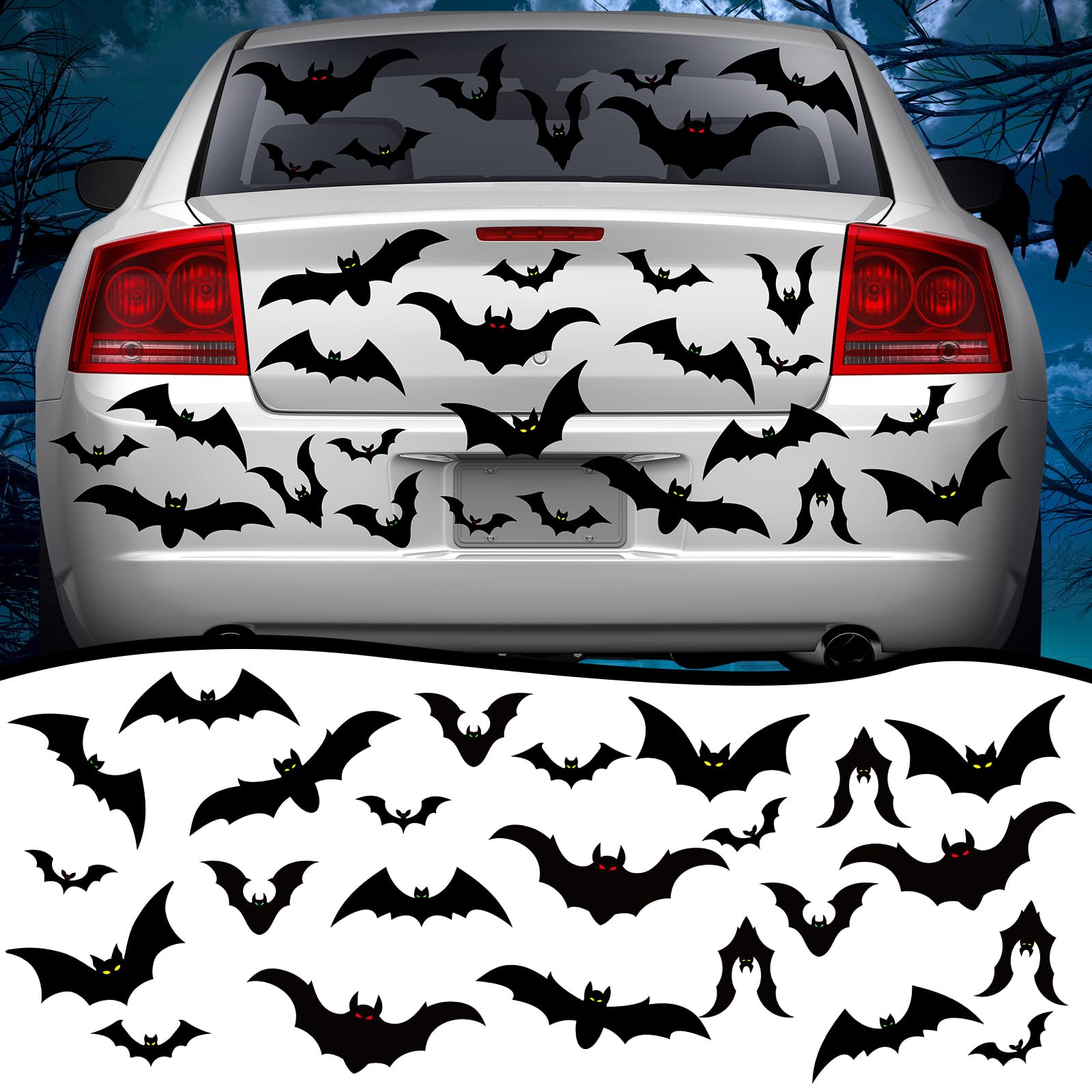 Décoration d'Halloween Boao 32 chauves-souris autocollantes 3D pour orner un mur sans abîmer la peinture