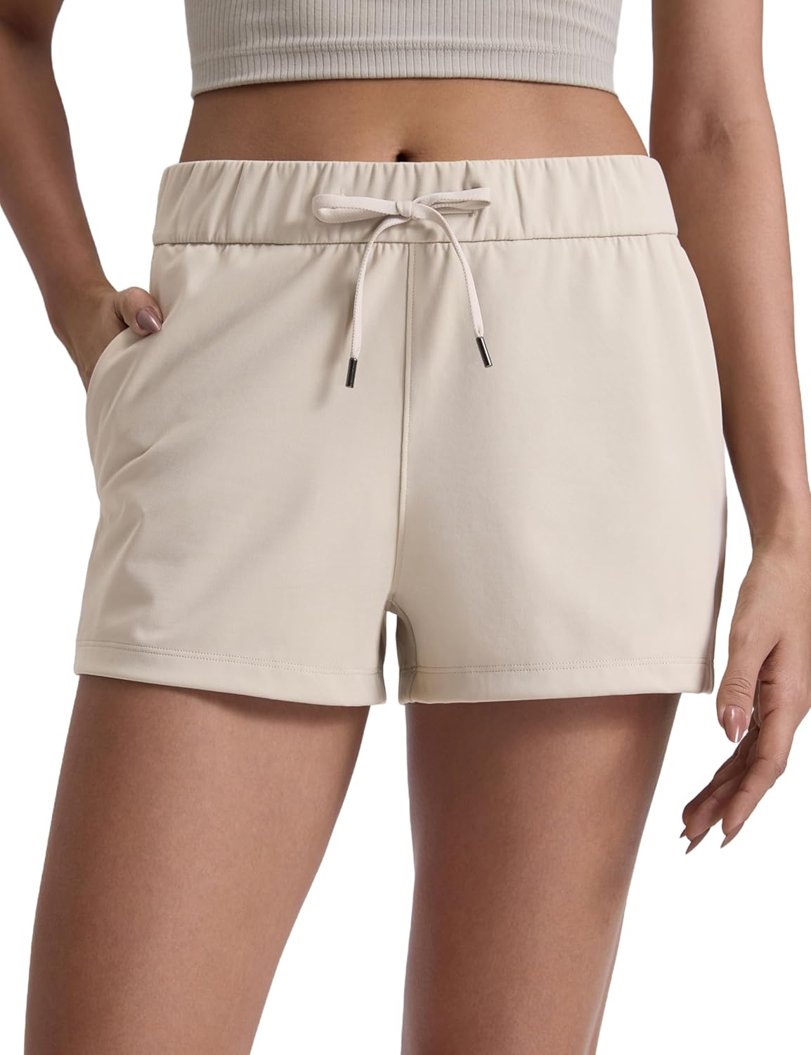 CRZ YOGA Walk The City Casual Shorts for Women 2.5" - Mid Waisted Stretch for Work Athketic Travel Hiking Golf with Pockets
