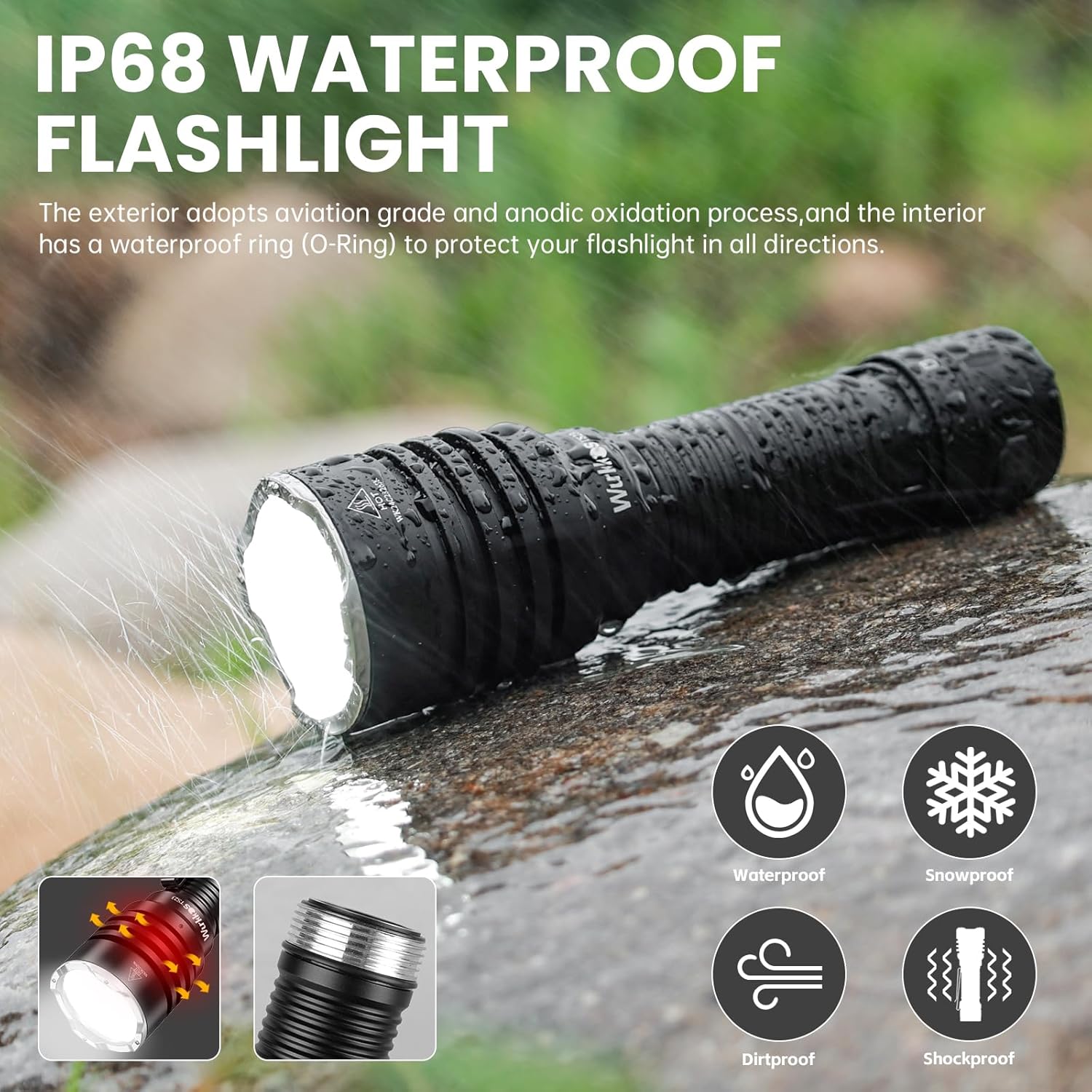 Wurkkos TS23 Tactical Flashlight,5000 High Lumens Rechargeable Flashlight,70.3 HI LED 482M Attack Head LED Flashlights,IP68 Waterproof Flashlights for Emergency,Repair,Camping,Hiking - Image 6