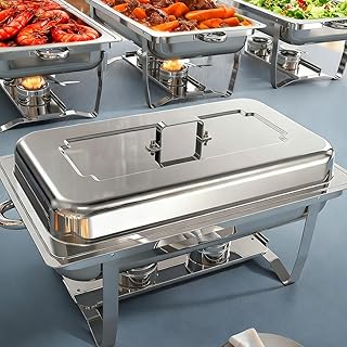 4 Pack Chafing Dishes Buffet Set 9QT, Food Warmer for Parties Buffet, 4 Full Size Chafing Pans, Chafers and Buffets Warmers Sets, Catering Supplies Buffet Display