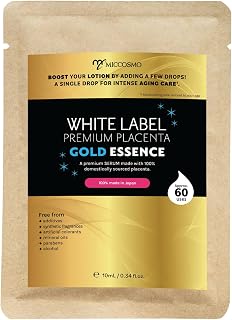 White Label Premium Placenta Gold Essence 10ml – Japanese Anti-Aging Serum with Placenta, Hyaluronic Acid & Collagen – Hydrating Care for Dry, Dull or Sagging Skin