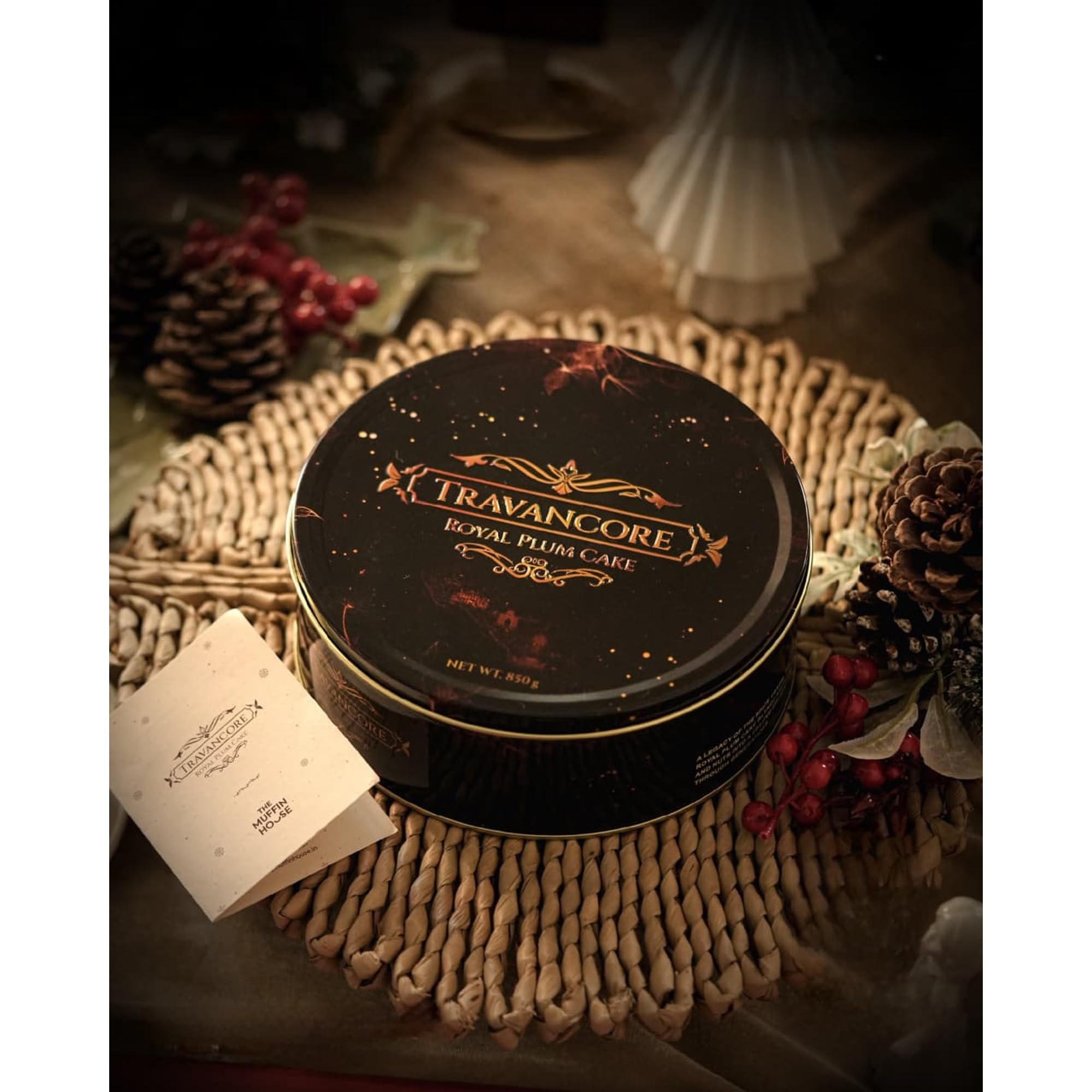 The Muffin House Travancore Royal Plum | Traditional Kerala Christmas Plum Cake | Rich & Moist Fruit Dessert | Authentic Holiday Treat | Gift in Tin Box