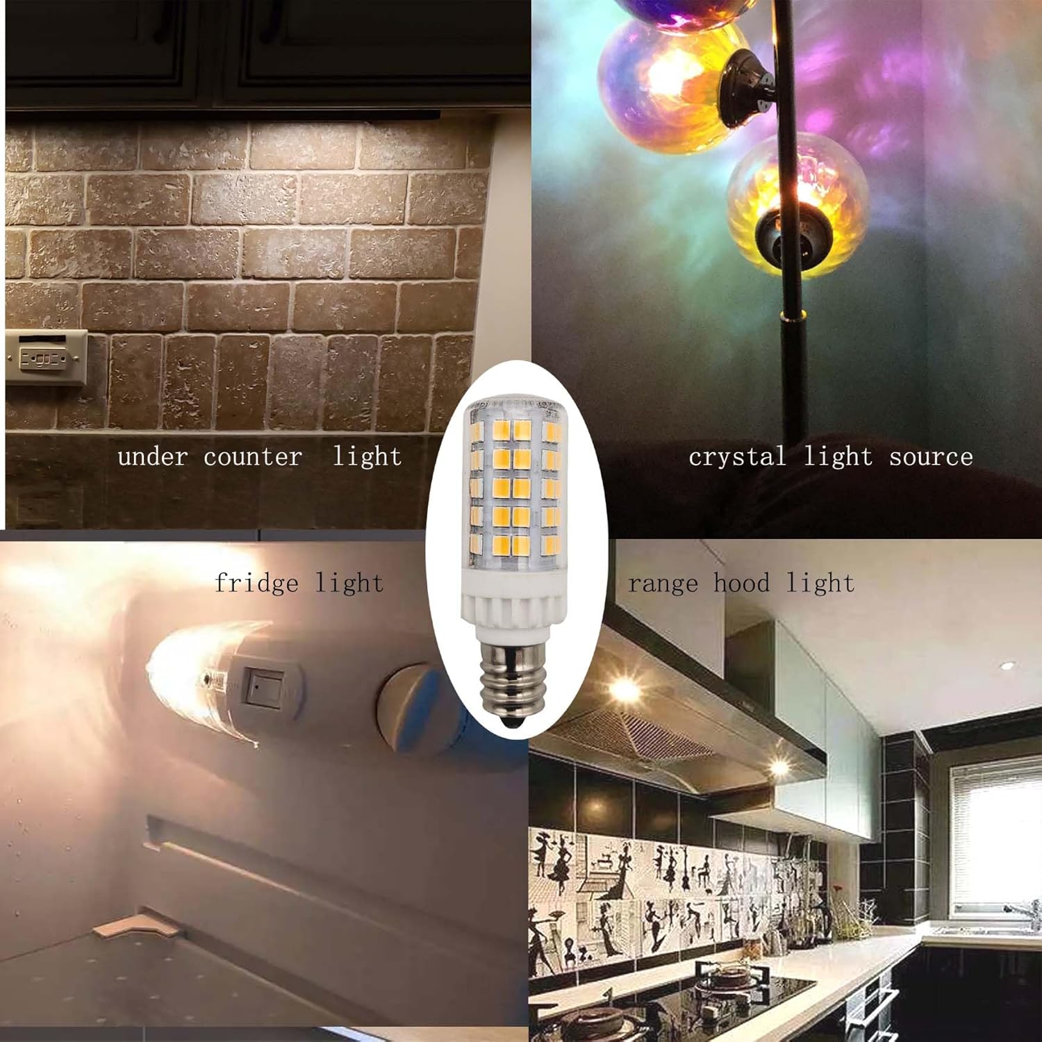 LED E14 Microwave Bulb 5W Equivalent 60 W for Appliance Ceiling Fan Sewing Dryer Fridger Dispenser Chandelier Light E14 European Base Bulb Daylight 4 Pack