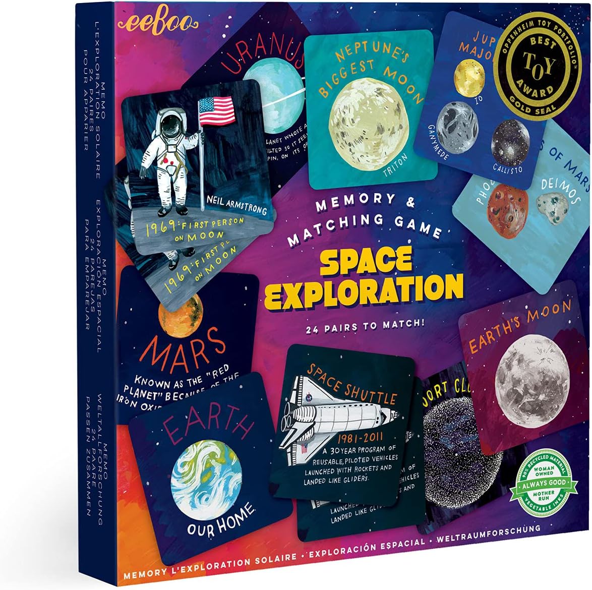 eeBoo: Space Exploration Memory and Matching Game, Developmental and Educational, Sharpens Recognition, Concentration and Memory Skills, Perfect for Ages 5 and up