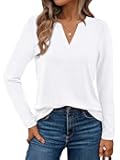 Womens Long Sleeve Shirts Fall Tops 2025 Henley Blouses Dressy Casual Business Basic Tees Trendy Cute T-Shirts