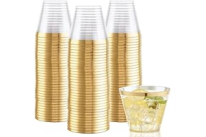 Hioasis 200PCS Gold Plastic Wedding Cups