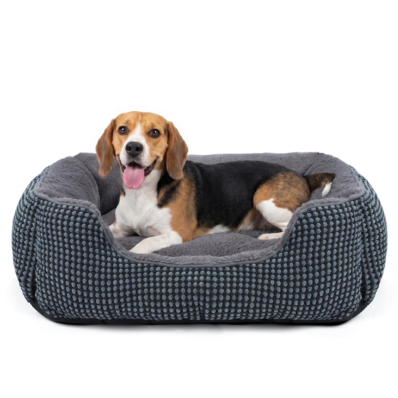 FURTIME Hundebett Mittelgroße Hunde, Hundekorb Waschbar Flauschig, Rutschfestes Hundekörbchen Hundebetten, Anti-Angst Hundebett für Mittelgroße und Kleine Hunde und Katzen, 63x53x20cm